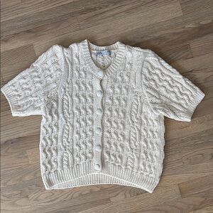 Cable Knit Cream Sweater - short sleeves